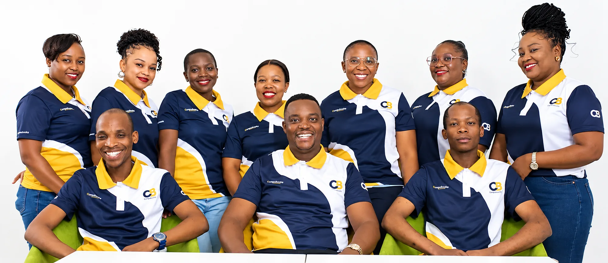 The Compubooks team in branded uniform